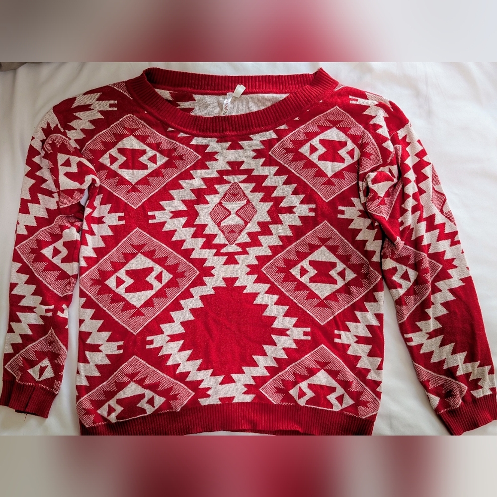 36point5 Red & Cream Sweater